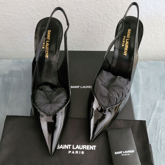 Saint Laurent sling back patent mid heels - Picture 2 of 10